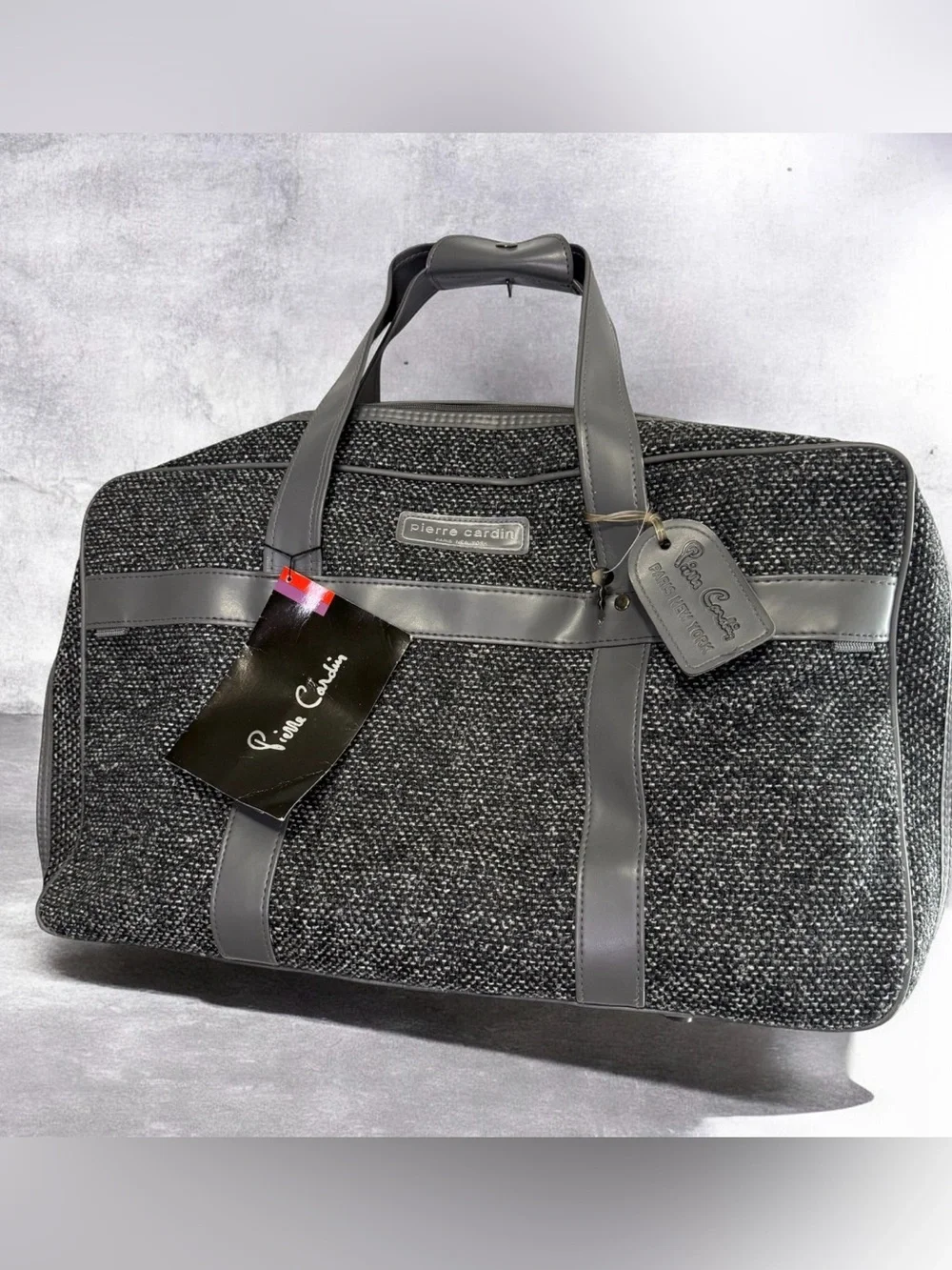 Pierre Cardin 1980’s Gray Tweed Carry-On / Travel Weekender Original NWT